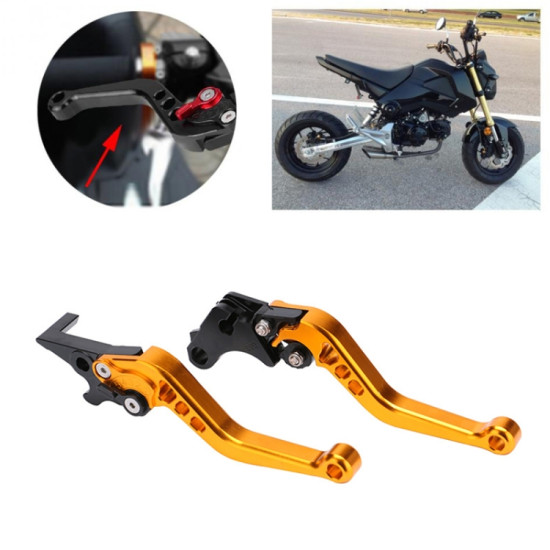 Speedpark Motorcycle Modified Adjustable Brake Clutch Handle Lever for Honda GROM MSX125 (Gold)