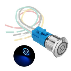 2 PCS 19mm Car Modified Metal Waterproof Button Flat Switch With Light, Color: Reset Blue Light
