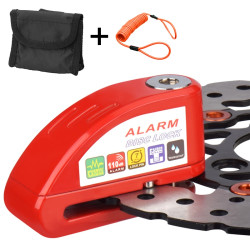 Motorcycles / Bicycle Anti-theft Lock Alarm Disc Brakes Lock with Cable and Bag (Red)
