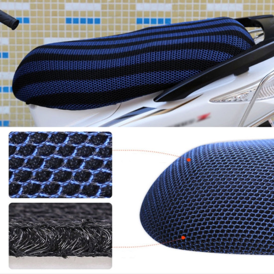 Waterproof Motorcycle Sun Protection Heat Insulation Seat Cover Prevent Bask In Seat Scooter Cushion Protect, Size: L, Length: 70-77cm; Width: 40-50cm(Black Blue)