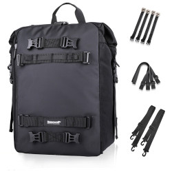 Rhinowalk Multi-Function Motorcycle Rear Seat Bag Combination Rear Shelf Pannier, Colour: Black 30L