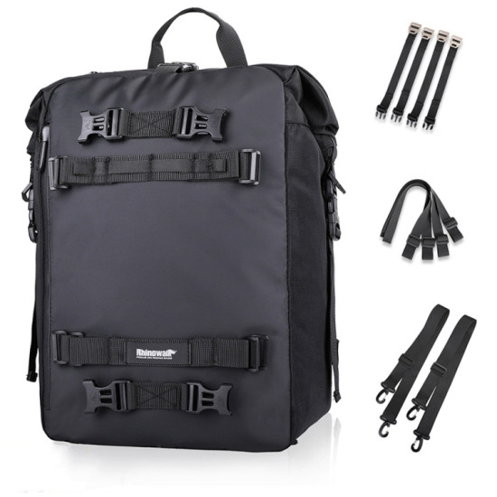 Rhinowalk Multi-Function Motorcycle Rear Seat Bag Combination Rear Shelf Pannier, Colour: Black 30L
