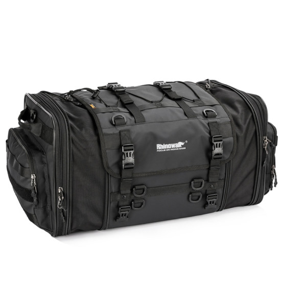 Rhinowalk MT4060 Large-capacity Foldable Expandable Tail Bag for Motorcycle Riding with Rain Cover(Black)