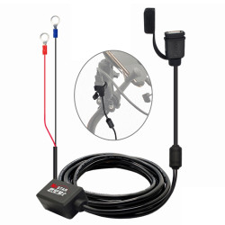 Quick Charging Waterproof Motorcycle USB Phone Charger Adapter, Cable Length: 2.27m