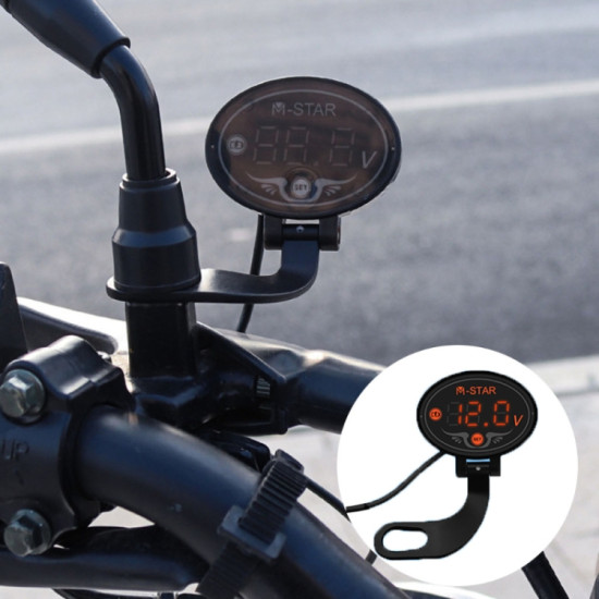 YL-M01 Motorcycle Battery Voltage Monitoring M-STAR Intelligent Voltage Meter(Orange)