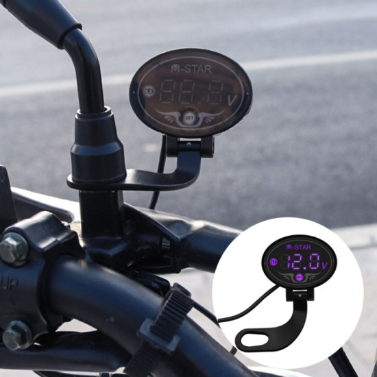 YL-M01 Motorcycle Battery Voltage Monitoring M-STAR Intelligent Voltage Meter(Purple)