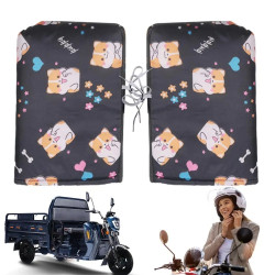 Winter Electric Vehicle Warm Waterproof Velvet Handle Cover(K Dog Black)