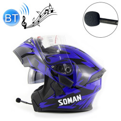 Soman 955 Skyeye Motorcycle Full / Open Face Bluetooth Helmet Headset Full Face, Supports Answer / Hang Up Calls(Skyeye Blue)