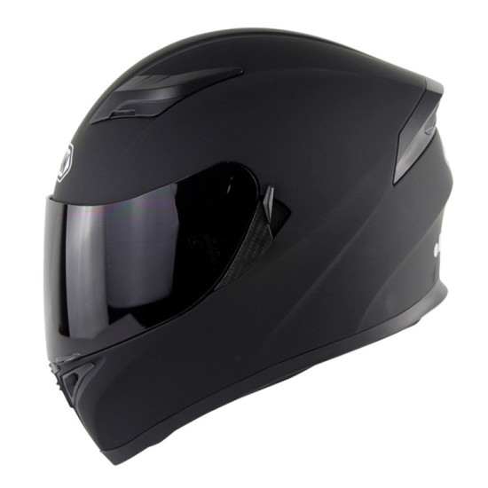 Soman SM-960 Motorcycle Electromobile Full Face Helmet Double Lens Protective Helmet(Matte Black with Smoke Lens)