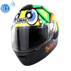 SOMAN Outdoor Motorcycle Electric Car Riding HD Bluetooth Helmet, Size: M, 57-58cm (Turtle Flower)