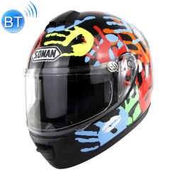 SOMAN Outdoor Motorcycle Electric Car Riding HD Bluetooth Helmet, Size: XL, 61-62cm (Palm Flower)