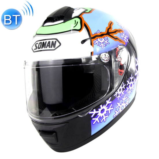 SOMAN Outdoor Motorcycle Electric Car Riding HD Bluetooth Helmet, Size: XL, 61-62cm (Snowman)