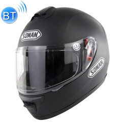 SOMAN Outdoor Motorcycle Electric Car Riding HD Bluetooth Helmet, Size: XL, 61-62cm (Matte Black)