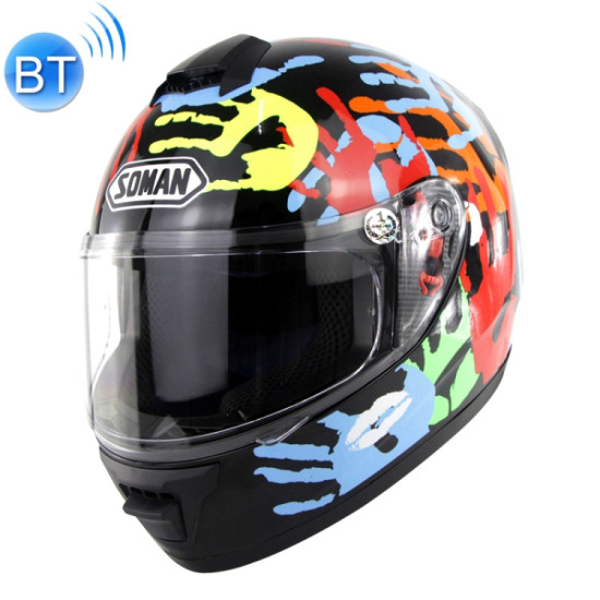 SOMAN Outdoor Motorcycle Electric Car Riding HD Bluetooth Helmet, Size: XXL, 63-64cm (Palm Flower)