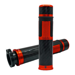 1pair Universal Motorcycle Carbon Fiber Grip Cover Throttle Turn Decorative Cover(Red)