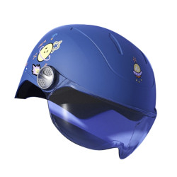 Transparent Short Lens Children Anti-Fall Safety Helmet Cartoon Electric Car Summer Helmet(Navy-Dreamer)