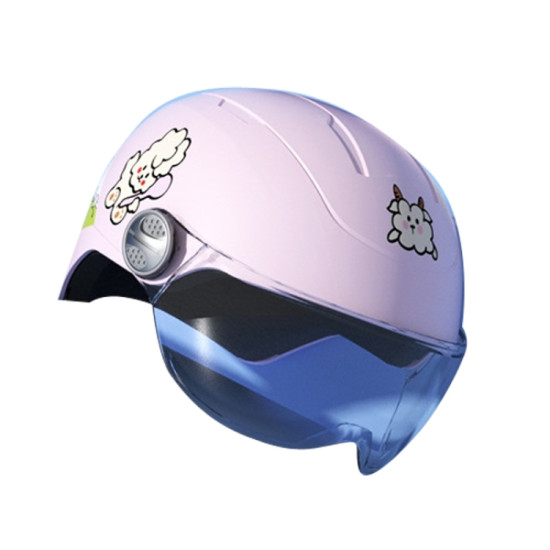 Transparent Short Lens Children Anti-Fall Safety Helmet Cartoon Electric Car Summer Helmet(Peach Pink-Girl)