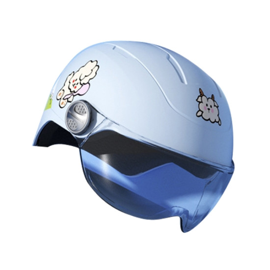 Transparent Short Lens Children Anti-Fall Safety Helmet Cartoon Electric Car Summer Helmet(Sky Blue-Girl)