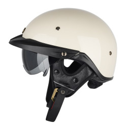 SOMAN Motorcycle Half Helmet Adjustable Helmet With Inner Mirror, Size: S(White)