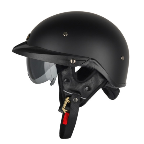 SOMAN Motorcycle Half Helmet Adjustable Helmet With Inner Mirror, Size: S(Matt Black)