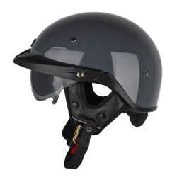 SOMAN Motorcycle Half Helmet Adjustable Helmet With Inner Mirror, Size: XL(Cement Gray)