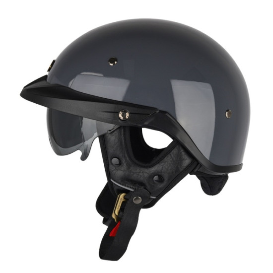 SOMAN Motorcycle Half Helmet Adjustable Helmet With Inner Mirror, Size: XL(Cement Gray)