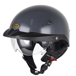 SOMAN Motorcycle Half Helmet Adjustable Helmet With Inner Mirror, Size: XL(Cement Gray with Transparent Mirror)
