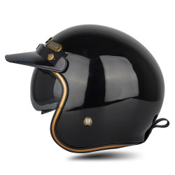 SOMAN Motorcycle Four Seasons Carbon Fiber Half Helmet, Color: FRP Bright Black(XXL)