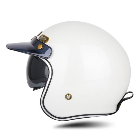 SOMAN Motorcycle Four Seasons Carbon Fiber Half Helmet, Color: FRP Pearl White(M)