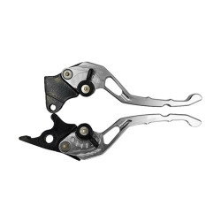 1pair TJSB-032 Aluminum Alloy Left Drum Right Disc Handle Brake Clutch Horn Handlebar Lever(Silver)