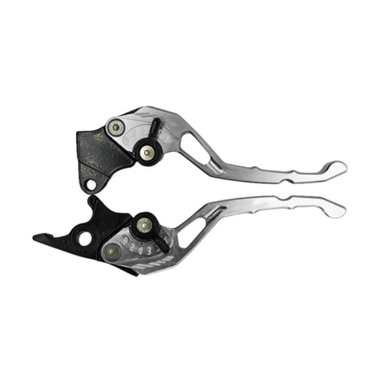 1pair TJSB-032 Aluminum Alloy Left Drum Right Disc Handle Brake Clutch Horn Handlebar Lever(Silver)
