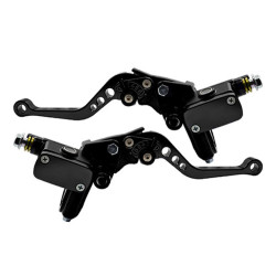 1pair Universal Aluminum Alloy Left and Right Hydraulic Clutch Motorcycle Brake Pump(Black)