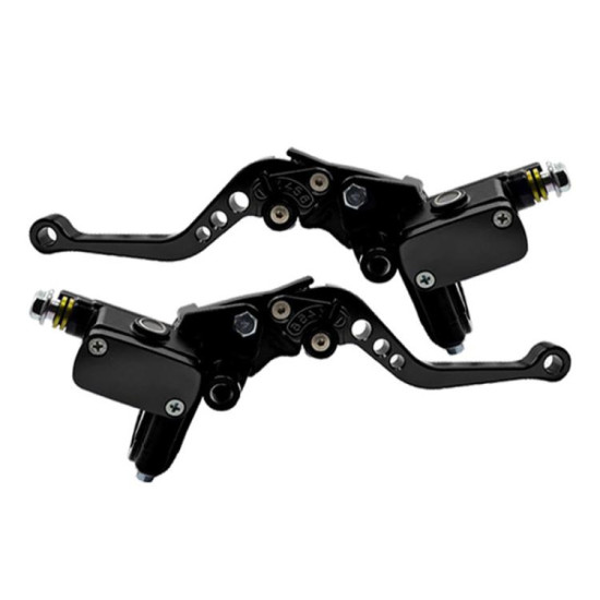1pair Universal Aluminum Alloy Left and Right Hydraulic Clutch Motorcycle Brake Pump(Black)