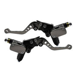 1pair Universal Aluminum Alloy Left and Right Hydraulic Clutch Motorcycle Brake Pump(Titanium)