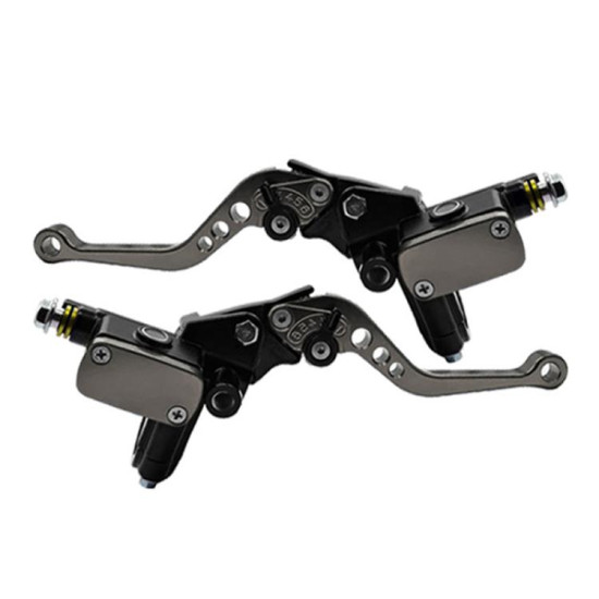 1pair Universal Aluminum Alloy Left and Right Hydraulic Clutch Motorcycle Brake Pump(Titanium)