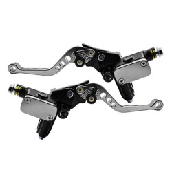 1pair Universal Aluminum Alloy Left and Right Hydraulic Clutch Motorcycle Brake Pump(Silver)
