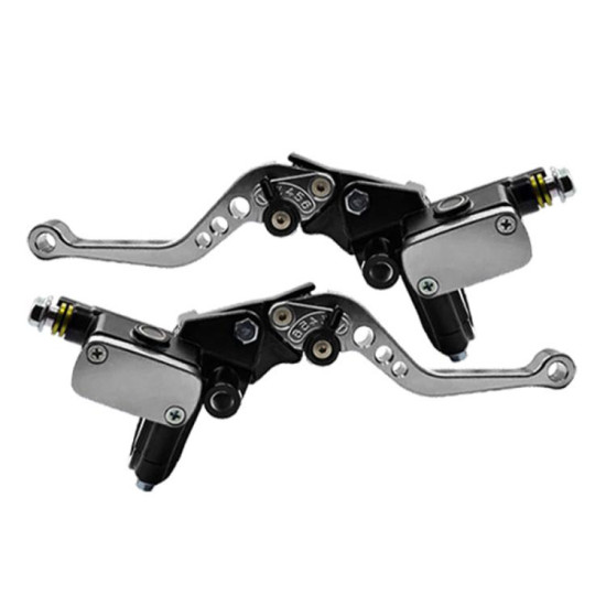 1pair Universal Aluminum Alloy Left and Right Hydraulic Clutch Motorcycle Brake Pump(Silver)