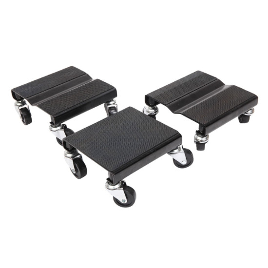 [US Warehouse] 3 PCS V-shaped & Flat Type Non-slip Stainless Steel Car Wheel Dolly with 2 inch Casters & Brakes, Bearable Weight: 1500lbs