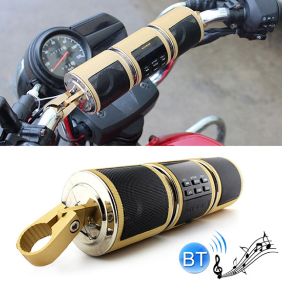 MT487 12V Multi-functional Waterproof Motorcycle Bluetooth Modified Audio Amplifier, Support FM & Wired Control(Gold)