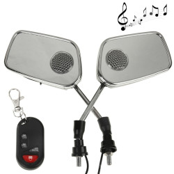 Motorcycle MP3 Player Rearview Mirror Speaker with FM Radio & Remote Control, Support SD / MMC Card(Black)