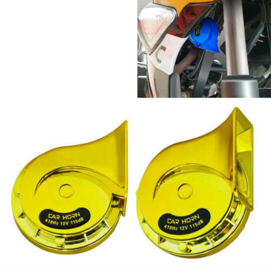 2 PCS / Set 12V Motorcycle Electric Car Modified Mono Horn(Golden)
