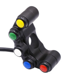 Motorcycle Headlight Auxiliary Light Horn Switches Aluminum Alloy Five-position Faucet Switches with Light(Plastic)