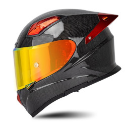 SOMAN Four Seasons Full Cover Motorcycle Helmet, Size: S(Snake Carbon Fiber Red)