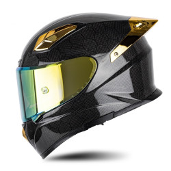 SOMAN Four Seasons Full Cover Motorcycle Helmet, Size: S(Snake Carbon Fiber Gold)