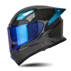SOMAN Four Seasons Full Cover Motorcycle Helmet, Size: M(Snake Carbon Fiber Blue)