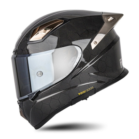 SOMAN Four Seasons Full Cover Motorcycle Helmet, Size: M(Snake Carbon Fiber Silver)