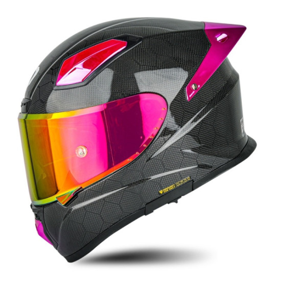 SOMAN Four Seasons Full Cover Motorcycle Helmet, Size: XXL(Snake Carbon Fiber Red Purple)