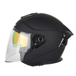 SOMAN Motorcycle Electric Bicycle Dual Lens Riding Helmet, Size: S(Matte Black)