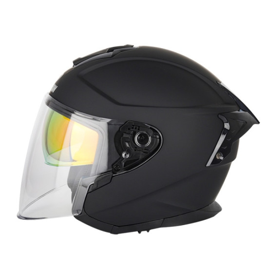 SOMAN Motorcycle Electric Bicycle Dual Lens Riding Helmet, Size: M(Matte Black)
