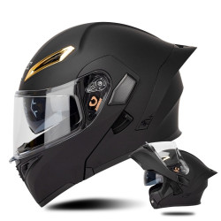 SOMAN Motorcycle Dual Lens Riding Peel-Off Full Coverage Helmet, Size: M(Matt Black)